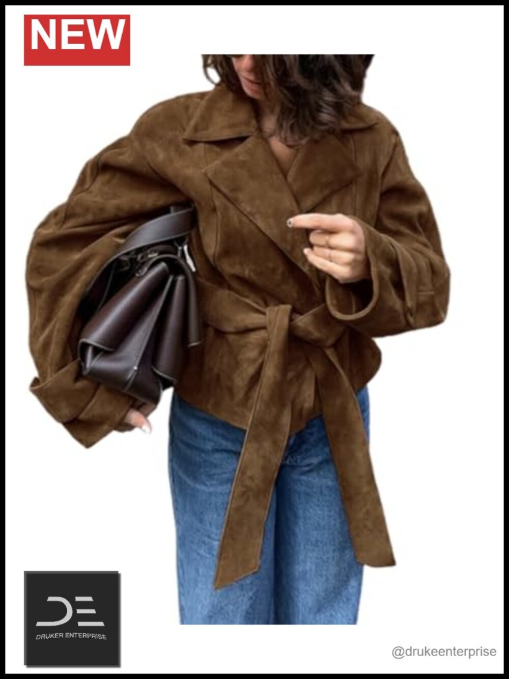 Faux Suede Moto Jacket Long Sleeve Collar Oversized Y2K Coat Outwear